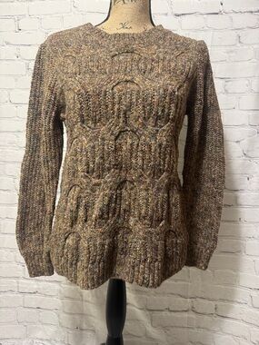 Cozy Brown Cable Knit Sweater with other colors throughout